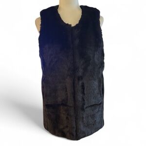 NWOT INC Faux Fur Black Vest size-S/M